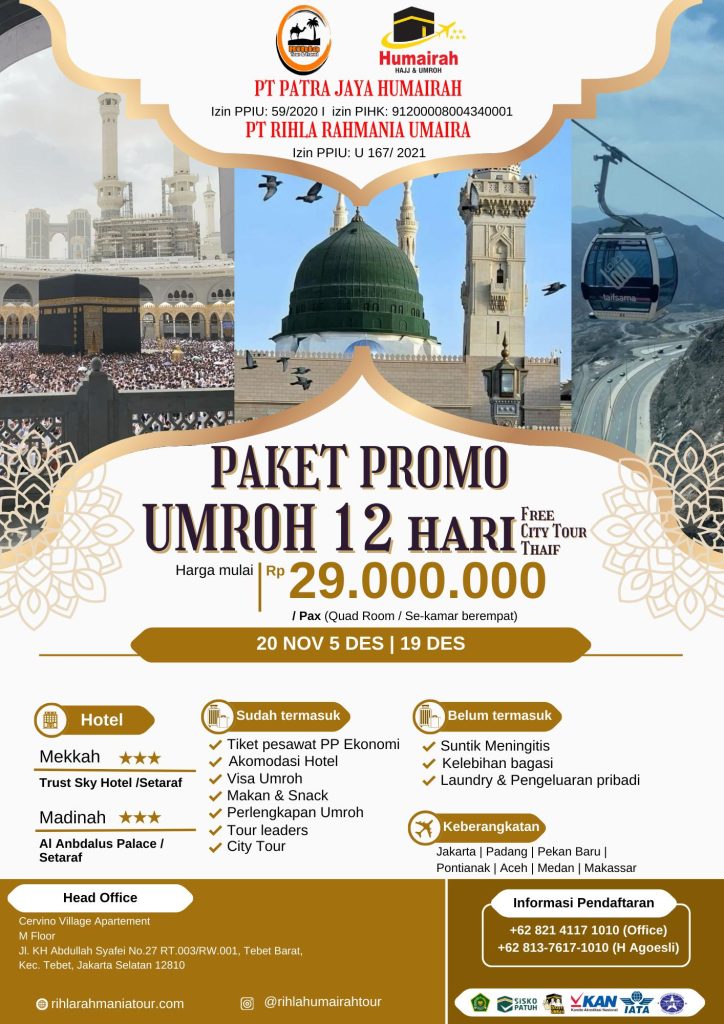 Paket Promo Umroh 19 Desember 12 Hari